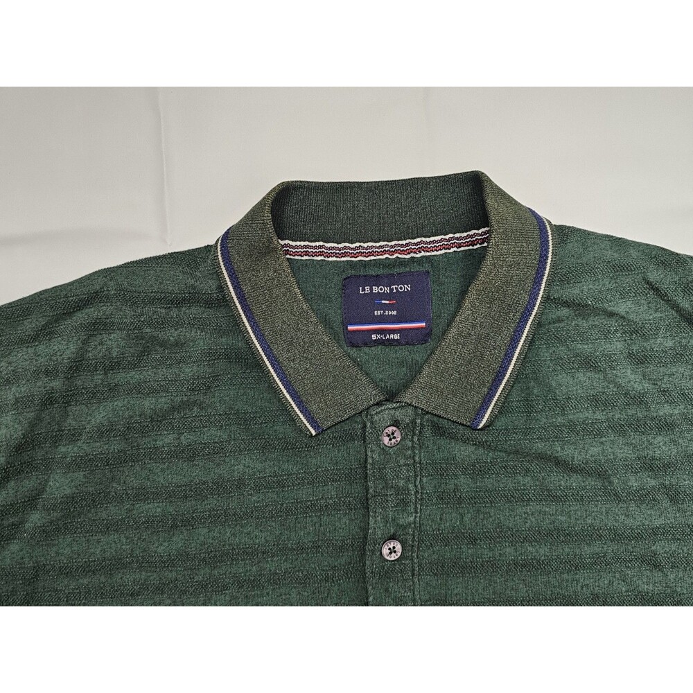 Le Bon Ton Polo Shirt Short Sleeve Green Casual Top 5XL Mens - Picture 4 of 8